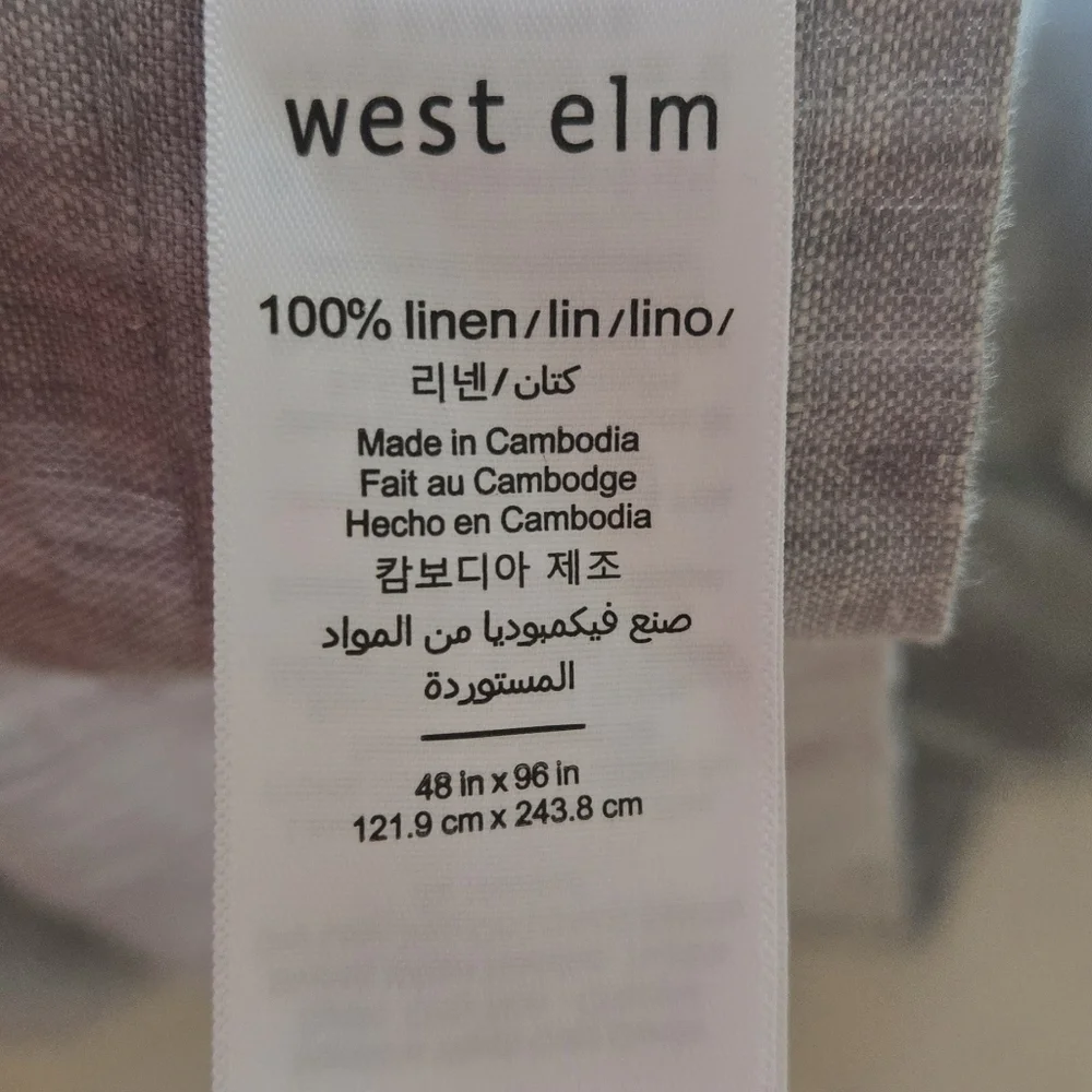 WEST ELM • European Flax Linen Curtain Panels, Set Of 2, Chambray Blue, 48x96
